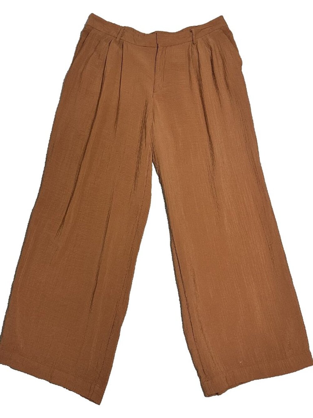 A New Day Pleated Wide Leg Pants Women's 16 Rust Burnt Orange High Rise Crepe